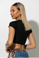 Ριπ crop top με φερμουάρ μαύρο Ριπ crop top με φερμουάρ μαύρο
