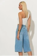 Ριπ crop top με ένα ώμο και κρόσια λευκό