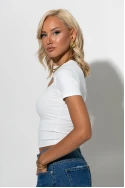 Ριπ crop top με άνοιγμα στο ντεκολτέ λευκό