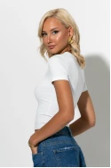 Ριπ crop top με άνοιγμα στο ντεκολτέ λευκό