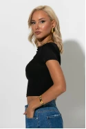Ριπ crop top με άνοιγμα στο ντεκολτέ μαύρο