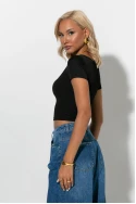 Ριπ crop top με άνοιγμα στο ντεκολτέ μαύρο