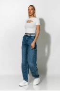 Ριπ crop top με άνοιγμα στο ντεκολτέ λευκό