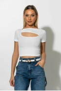 Ριπ crop top με άνοιγμα στο ντεκολτέ λευκό