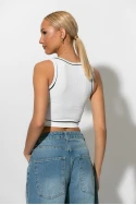 Crop top ριπ με λεπτομέρεια ρίγα λευκό Crop top ριπ με λεπτομέρεια ρίγα λευκό