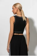 Crop top ριπ με λεπτομέρεια ρίγα μαύρο