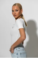 T-shirt ριπ με κουμπιά λευκό