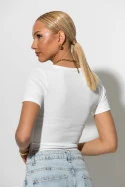 T-shirt ριπ με κουμπιά λευκό