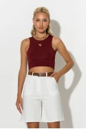 Crop top με παρτούς ώμους μπορντό Crop top με παρτούς ώμους μπορντό