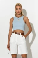 Crop top με παρτούς ώμους σιέλ