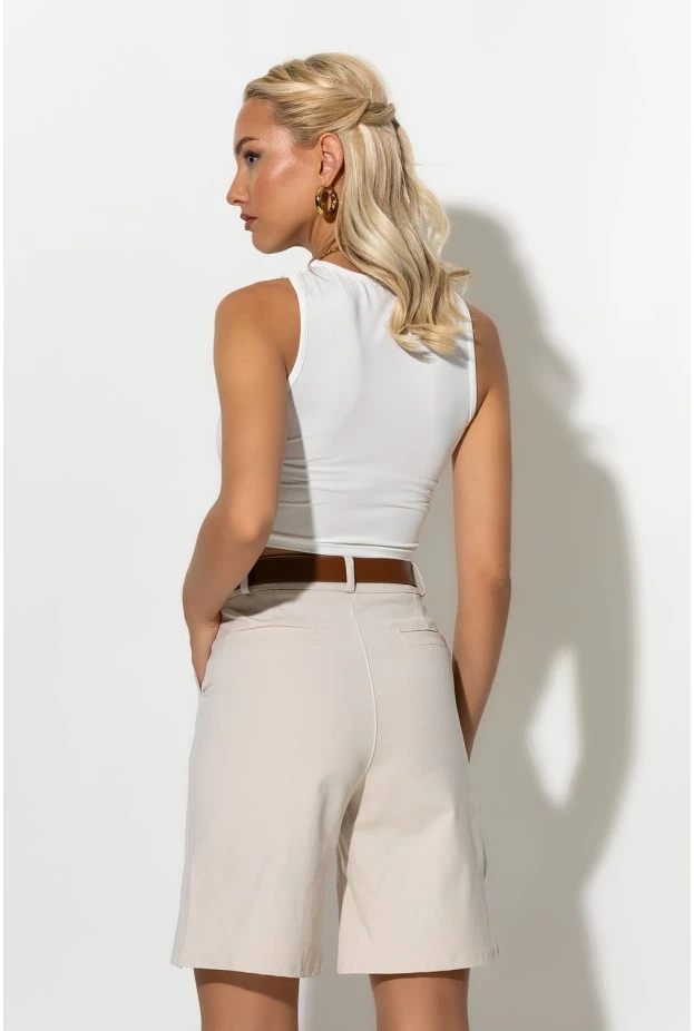 Crop top με παρτούς ώμους λευκό