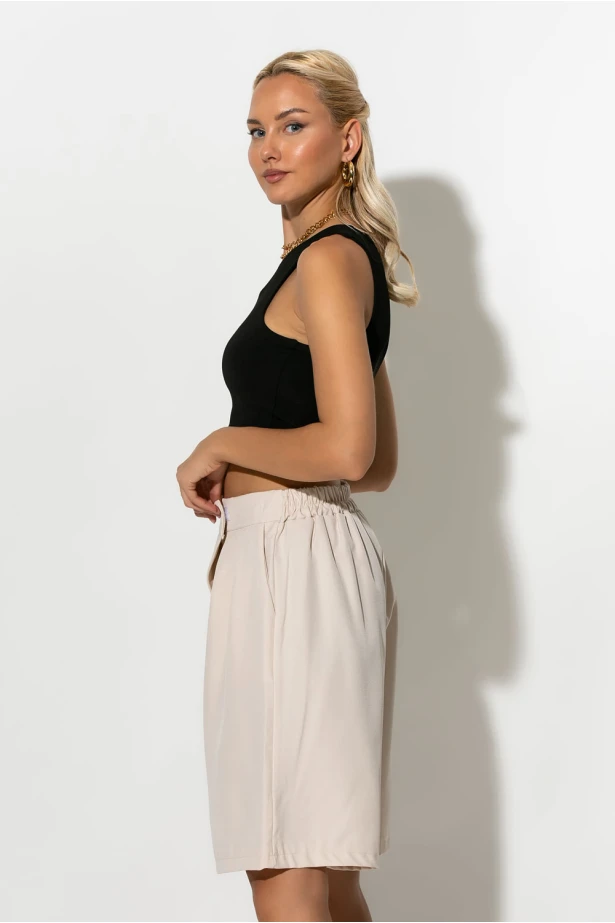 Crop top με παρτούς ώμους μαύρο
