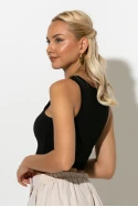 Crop top με παρτούς ώμους μαύρο