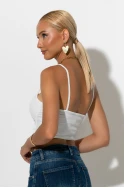 Crop top τιραντέ με φερμουάρ λευκό