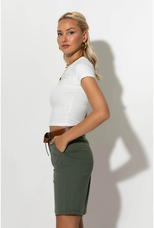 Crop top με φιογκάκια απο πέρλες λευκό