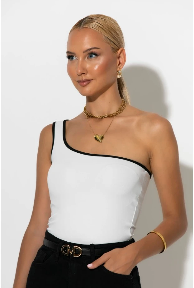 Crop top με έναν ώμο λευκό