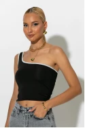 Crop top με έναν ώμο μαύρο