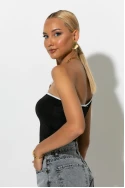 Crop top με έναν ώμο μαύρο