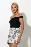 Crop top με έναν ώμο και κορδόνια στο πλάι μαύρο Crop top με έναν ώμο και κορδόνια στο πλάι μαύρο