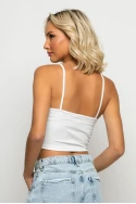 Crop top τιραντέ με V μαύρο Crop top τιραντέ με V μαύρο