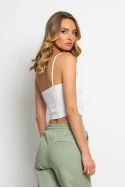 Crop top τιραντέ με τετράγωνη λαιμόκοψη λευκό Crop top τιραντέ με τετράγωνη λαιμόκοψη λευκό