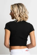 Crop top ριπ κοντομάνικο μαύρο