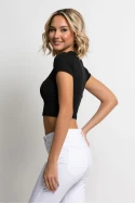 Crop top ριπ κοντομάνικο μαύρο