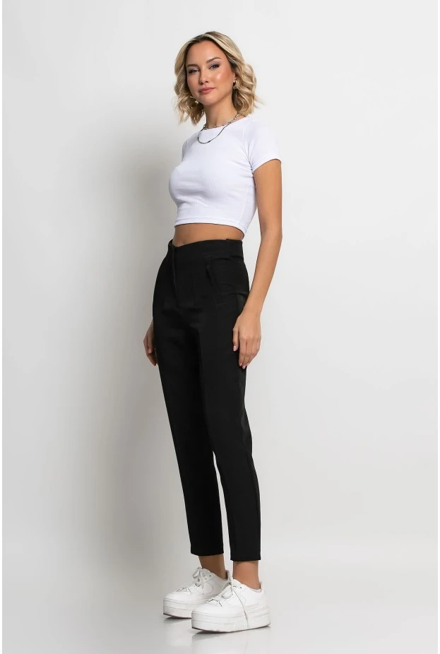 Crop top ριπ κοντομάνικο λευκό