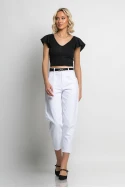 Crop top με βολάν στο μανίκι και δέσιμο πίσω μαύρο