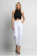 Crop top ριπ με ψηλό λαιμό και αγκράφες μαύρο