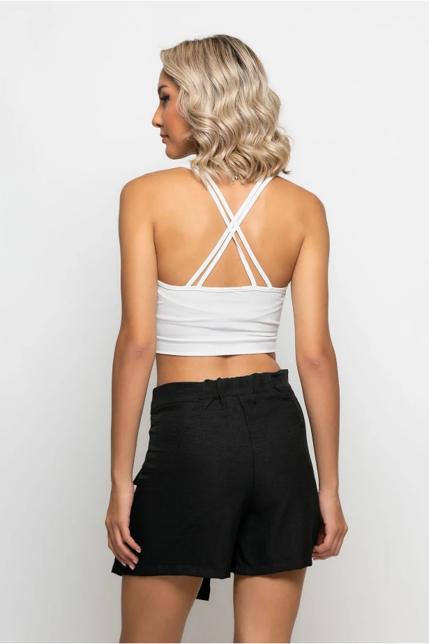 Crop top με χιαστί τιράντα στην πλάτη λευκό