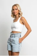 Crop top τιραντέ με τετράγωνη λαιμόκοψη λευκό