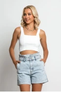 Crop top τιραντέ με τετράγωνη λαιμόκοψη λευκό