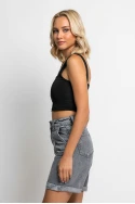 Crop top τιραντέ με τετράγωνη λαιμόκοψη μαύρο