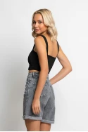 Crop top τιραντέ με τετράγωνη λαιμόκοψη μαύρο