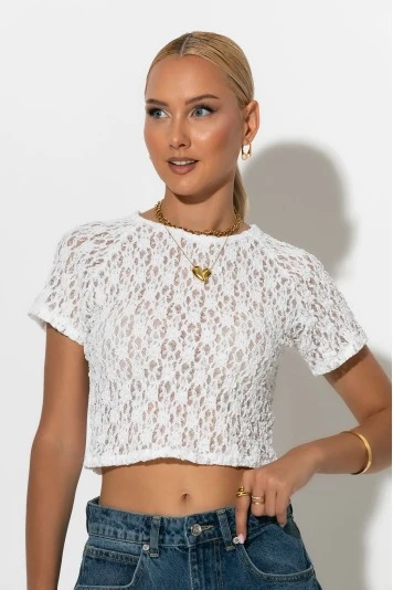 Crop top δαντέλα μαύρο