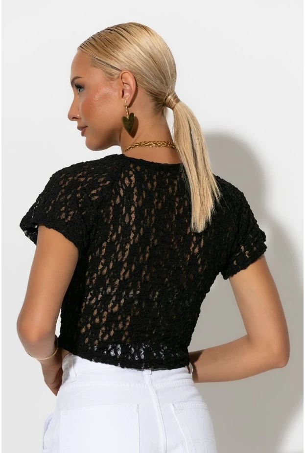 Crop top δαντέλα μαύρο