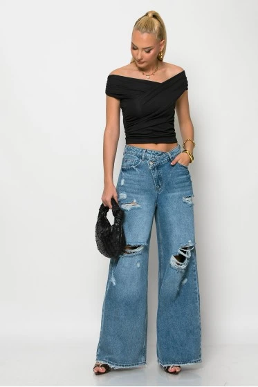 Μπλούζα off shoulder λαδί