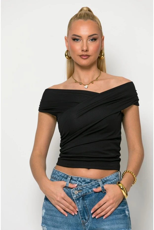 Μπλούζα off shoulder μαύρο
