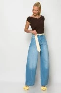 Μπλούζα off shoulder καφέ