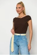 Μπλούζα off shoulder καφέ