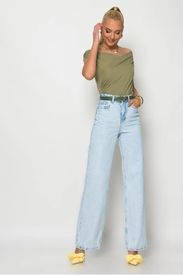 Μπλούζα off shoulder λαδί