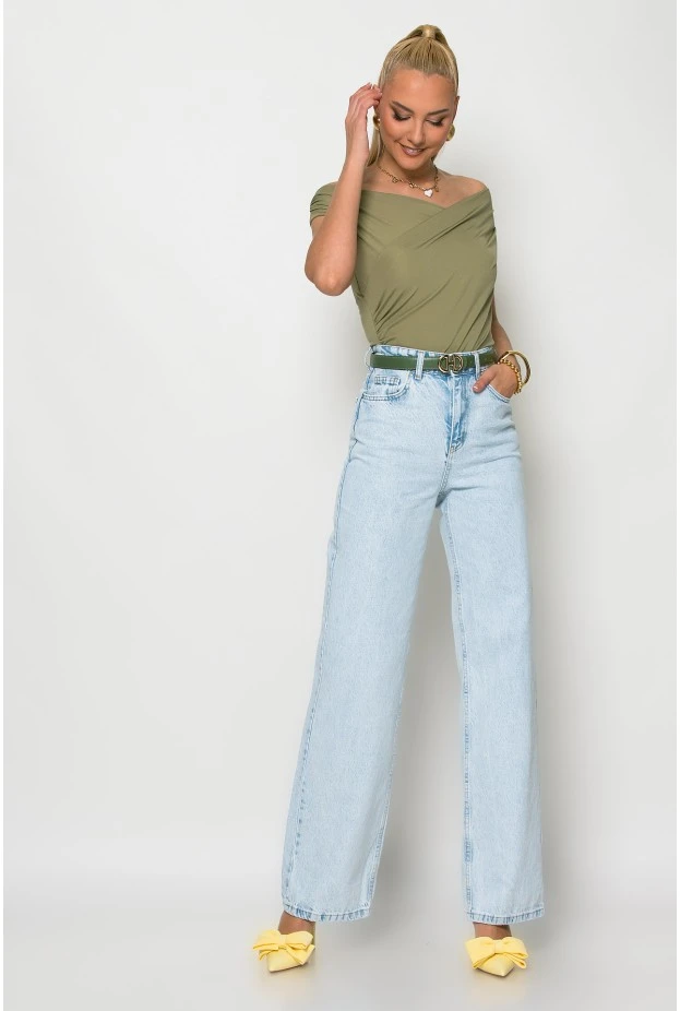 Μπλούζα off shoulder λαδί