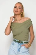 Μπλούζα off shoulder λαδί