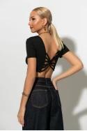Crop top με σχέδιο στην πλάτη μαύρο Crop top με σχέδιο στην πλάτη μαύρο