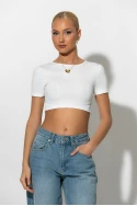Crop top με σχέδιο στην πλάτη λευκό Crop top με σχέδιο στην πλάτη λευκό