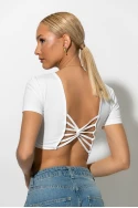 Crop top με σχέδιο στην πλάτη λευκό Crop top με σχέδιο στην πλάτη λευκό