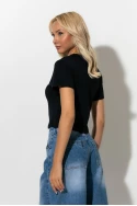 Cropped top με mini patch bear μαύρο Cropped top με mini patch bear μαύρο