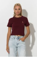 Cropped top με mini patch bear μπορντό Cropped top με mini patch bear μπορντό
