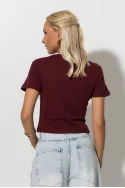 Cropped top με mini patch bear καφέ Cropped top με mini patch bear καφέ
